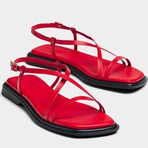 Vagabond Shoemakers Swedish Brand Flat Heel Sandals Shoes Red-Black (NOT VEGAN)